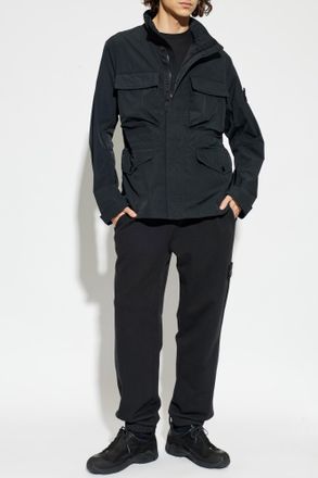 Stone Island Lightweight Jacket With Stand-up Collar, Mens, Black
