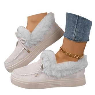 Generic Bootie Slippers Women,Womens Snow Boots Arch Support Boots Orthopedic Boots,Womens Fur Lined Warm Ankle Boot Slip On Loafer Plush Shoes,Loafers For Wo