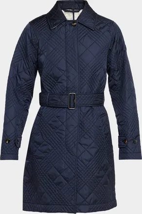 Burberry Darliston Check Quilted Coat With Belt