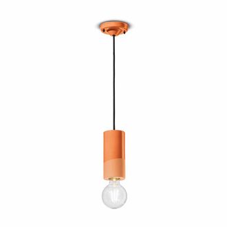 Ferroluce Pendant Lamp Pi Peach Orange wide cylinder