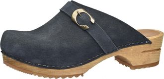 Sanita Hedi Open Clog, Suede | Original Handmade | Leather Wooden Clogs for Women | Sustainable Sole, darkblue, 9 UK