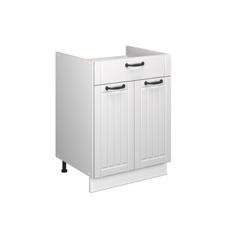 Vicco Mueble Bajo Para Fregadero/placa Fame-line, Blanco Casa De Campo/blanco, 60 Cm Con Caj&oacute;n, Sin Encimera, Vicco