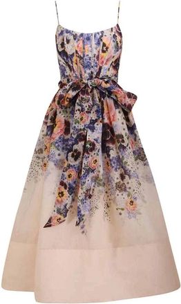 Zimmermann Tama Corset Midi Jurk - Dames - Feestkleedjes - Veelkleurig - M - Linnen - Kleedjes