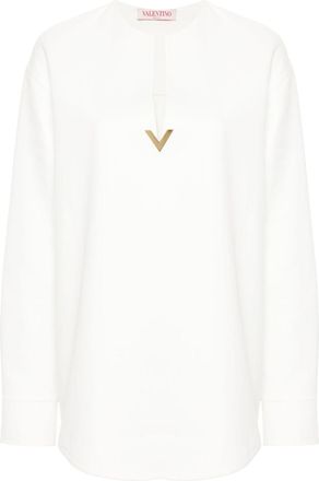 Valentino Garavani VGold-embellished top - women - Polyamide/Cotton - 38 - White