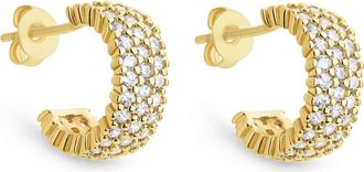 Sterling Forever Elora Pavé Cubic Zirconia Huggie Hoop Earrings in Gold/clear at Nordstrom Rack