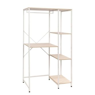 OEM Mueble Para Lavadora Janet 100x60x177 Cm Con 4 Estantes En Metal Blanco Y Madera Natural