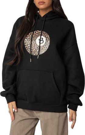 Edikted Leopard 8 Oversize Hoodie in Black at Nordstrom, Size X-Small