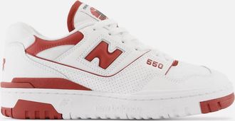 New Balance Womens 550 Fashion Sneakers In White Bricked Red