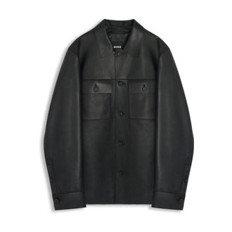 HUGO BOSS Stylish Leather Jacket in Black - male - Hugo - Leather Jackets - Black - M - Jackets