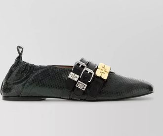 Ganni printed synthetic leather ballerinas