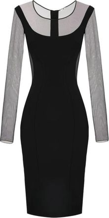 Elisabetta Franchi Abito midi semi trasparente con cut-out - Dames - Feestkleedjes - Zwart - S - Kleedjes