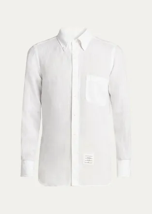 Thom Browne Mens Linen Garment Dyed Button-Down Shirt