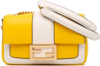 Fendi Borsa a spalla Apolo Baguette bicolore mini in nappa con catena 2010-2024 - Bianco