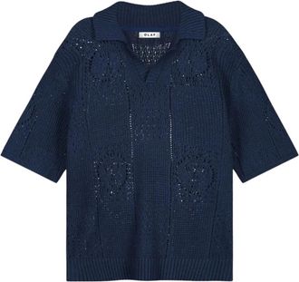 Olaf Hussein Face Logo Knit Polo - Heren - Polos - Blauw - S - Tops