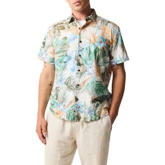 Rodd & Gunn Otokia Tropical Short Sleeve Button-Up Shirt in Botanical at Nordstrom, Size Xxx-Large