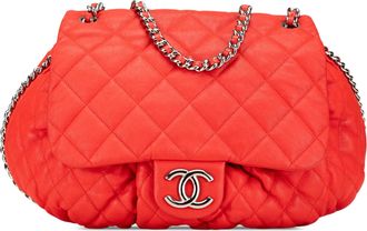 Chanel Pre-owned Womens Quilted Lambskin Chain Bag - Orange Leather - One Size