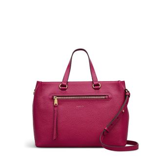 Radley London Pickwick Leather Medium Ziptop Grab Bag in Dark Rose - 111958