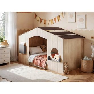 Flair Frankie Wooden House Bed in Brown | Size: Single