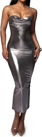 JLUXLABEL Visions of You Sleeveless Maxi Dress in Silver at Nordstrom, Size Xx-Large