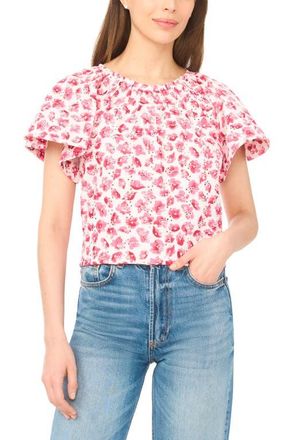 CeCe by Cynthia Steffe Tassel Tie Cotton Poplin Top in Rose Cerise at Nordstrom, Size Xx-Large
