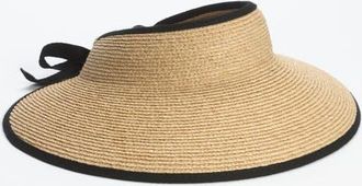 Helen Kaminski Mita Packable Raffia Visor in Natural/midnight at Nordstrom