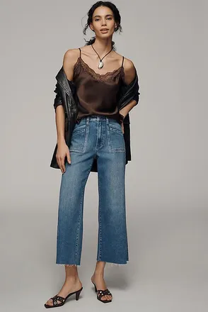 Paige Anessa Quincy Pocket High-Rise Crop Wide-Leg Jeans