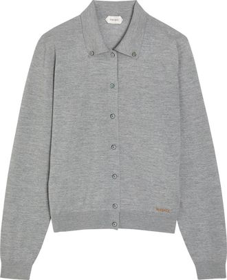 Versace Logo-embroidered Wool Cardigan - Grey - 44 (UK12 / M)