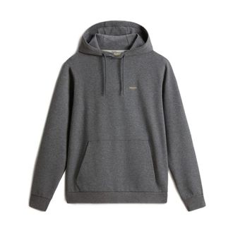 Woolrich Hoodies, male, Gray, Size: 2XL Charcoal Grey Hooded Sweater with Kangaroo Pocket