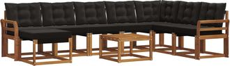 vidaXL Conjunto De Sof&aacute;s De Exterior 9 Uds. Natural Y Negro Vidaxl