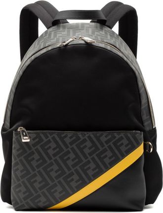 Fendi Black Yellow Pvc Nylon Leather Backpack (Pre-Owned)
