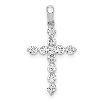 Diamond2Deal 14K White Gold Lab Grown Diamond Cross Pendant (0.5ct, VS, G-H)