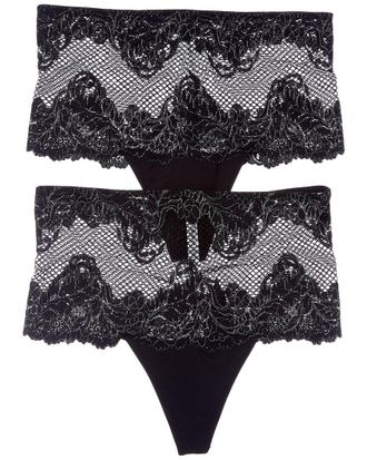 Le Mystere Set Of 2 Lace Allure High-Waist Thong