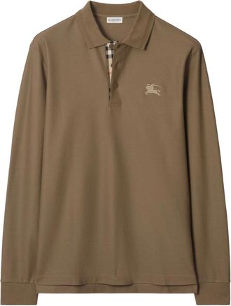 Burberry Polo in cotone a maniche lunghe - Marrone