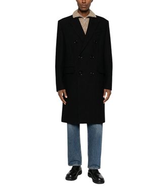Ami Black Double Breasted Coat