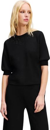 Karl Lagerfeld Orchidee Geborduurde Sweater - Dames - T-shirts - Zwart - XS - Tops