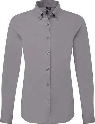 Premier Dames Supreme Oxford Langsleeve Shirt (Staalgrijs)