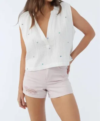 O'Neill Aarya V-Neck Top In Winter White
