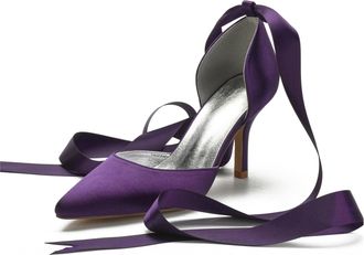 Miyoopark Women Shoes Heels for Wedding Closed Pointed Toe Evening Pumps Shoes M519 Dark Purple UK 6.5