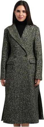 Fracomina Regular Long Double-Breasted Coat - Dames - Mantel - Groen - M - Tweed - Jassen