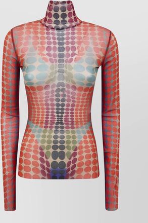 Jean Paul Gaultier turtleneck top long sleeves sheer design