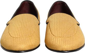 Dolce & Gabbana Yellow Woven Men Slip On Dress Loafers Shoes Leather