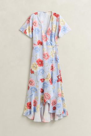GANT Women Floral Frilly Wrap Dress (46) LIGHT BLUE