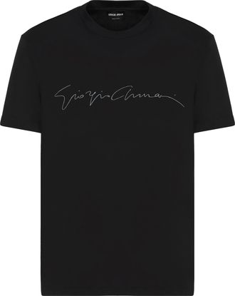 Giorgio Armani Black Slim Fit Script Logo T-Shirt