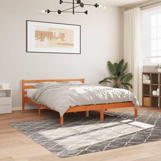 vidaXL Vidaxl - Cama Sin Colch&oacute;n Madera Maciza De Pino Marr&oacute;n Cera 200x200 Cm