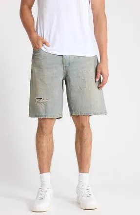 Purple P059 Ripped Relaxed Fit Denim Shorts in Light Indigo at Nordstrom, Size 34