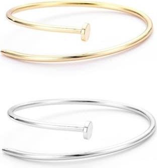 Adornia Set of 2 Nail Cuff Bracelets in Gold/Silver at Nordstrom Rack