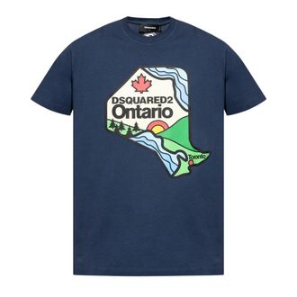 Dsquared2 DSquared2 Unisex Ontario Logo T-shirt voor volwassenen (Marineblauw)