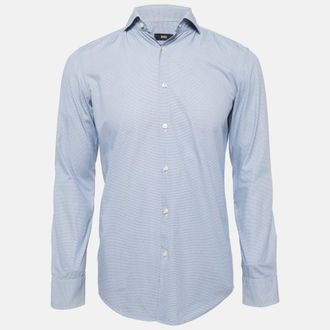 HUGO BOSS Boss By Hugo Boss Blue Cotton Full Sleeve Slim Fit Shirt