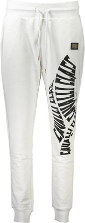 Cavalli Sportieve witte damesbroek met print - Dames - Sweatpants - Wit - S - Broeken