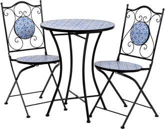 Wanderlust Deco Mesa +2 sillas de forja mesa:D60x75h-silla(2):D38x46-90h Negro